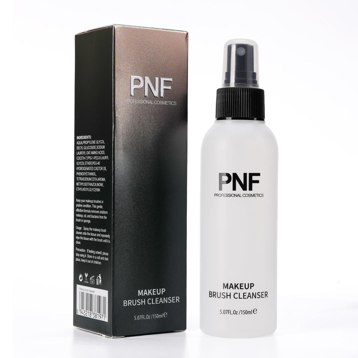 PNF PROFESSIONAL Makeup Brush Cleanser | No-Wash Formula | Easy to Use, for Brushes, Sponges, and Face Cleanser Brushes | Makeup Brushes | 150ml