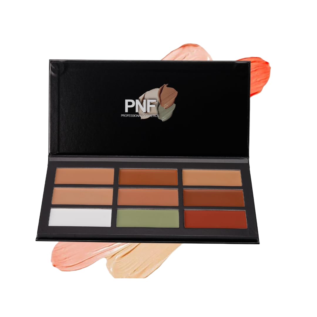 PNF PROFESSIONAL 9 Colors Cream Natural Concealer Palette | 9 In 1 Concealer Palette Full Coverage | Hides Blemishes, Flaws & Dark Circle | Long-Lasting, (VOL-02, 9 X 3.6G)