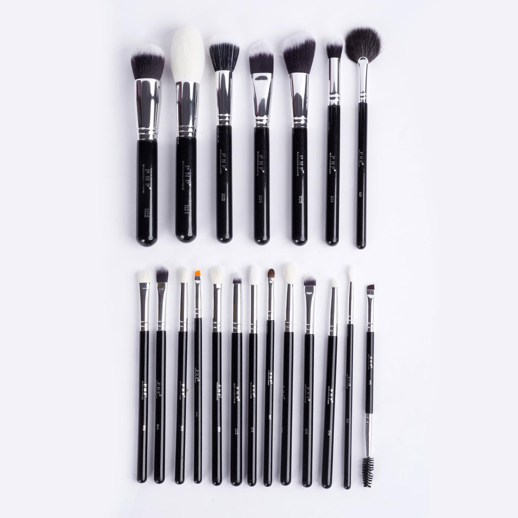 PNF PROFESSIONAL Makeup Brush Set 20 Pcs, Natural Goat Hair, Premium Synthetic Foundation, Powder, Concealers, Eyeshadow, Blush Makeup Brushes, Make up Brushes Kit