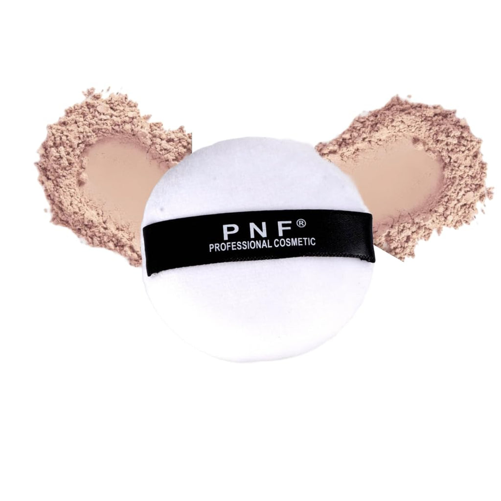 PNF PROFESSIONAL Makeup Powder Puff with Strap | Ultra Soft Washable | Pure Cotton Round Makeup Puff | for Loose Powder Mineral Powder for Woman Girl, Small Size WHITE, 1 PCS