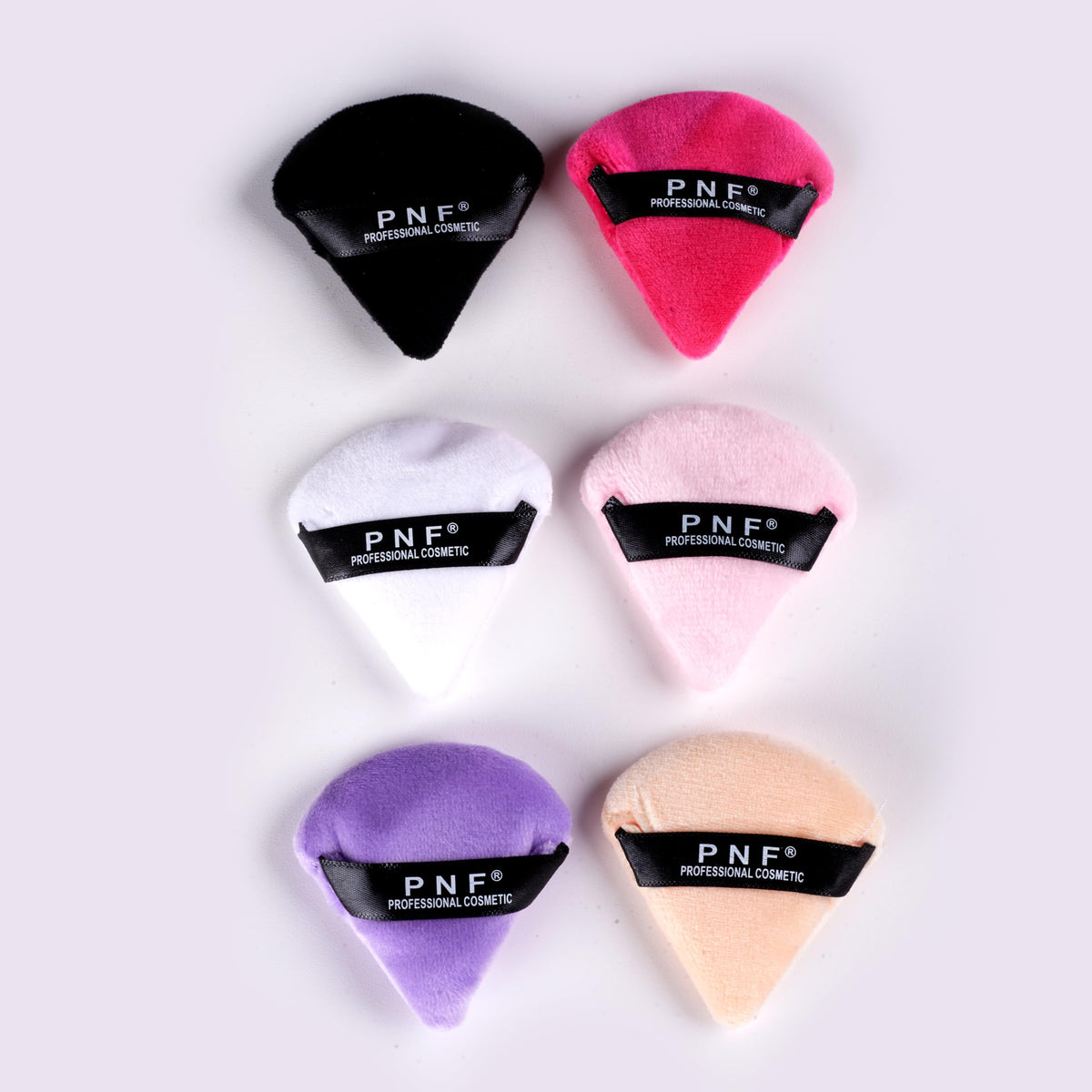 PNF PROFESSIONAL Pizza Powder Finger Puff for Face Makeup | 6 Pcs - Mini Triangle Wedge Shape Designed | for Contouring Under Eyes and Corners | Loose Powder Mineral Powder Makeup Tool Multicolour