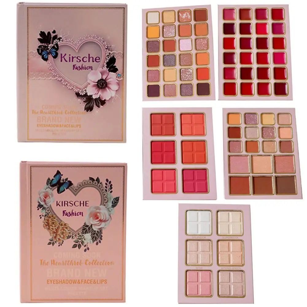 My Colors 5-in-1 all in one makeup kit book, Multi- Color Makeup Set Palette, Eyeshadow,Highlighter, Blusher Contour,Contour Bronzer Powder Eyeshadow book Palette - Multicolored