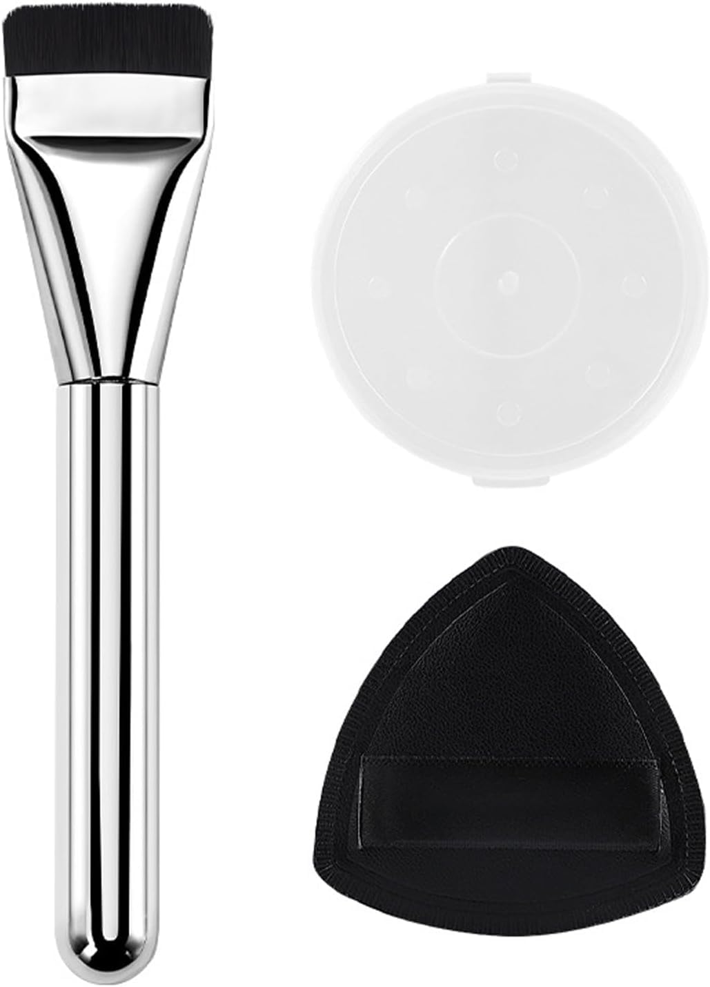 My Colors Flat Foundation Brush, Ultra Thin Flat Head Strong Thin Brushes - Makeup Sponges Puff Included, Complete Foundation Brush Set for Women Girls