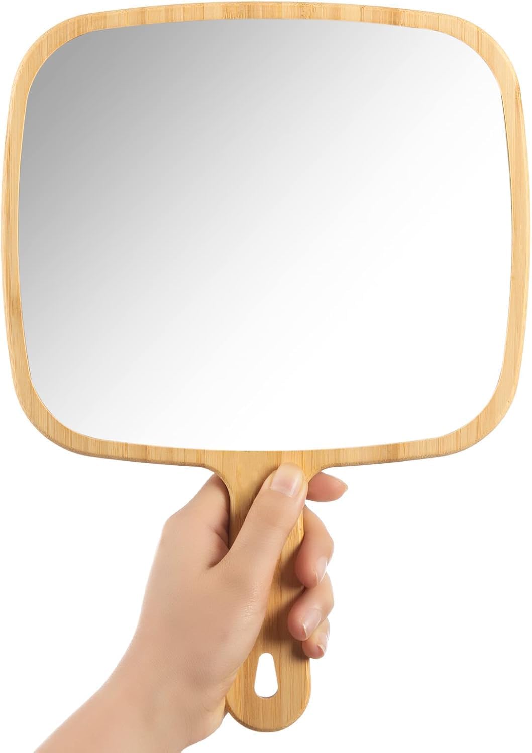 COSLUXE Makeup Mirrors, Handheld Mirror, Handheld Mirror with Handle for Shaving Single-Sided Portable Travel Vanity Mirror for Men & Women, Makeup, Shaving,Shower (Square, Large)