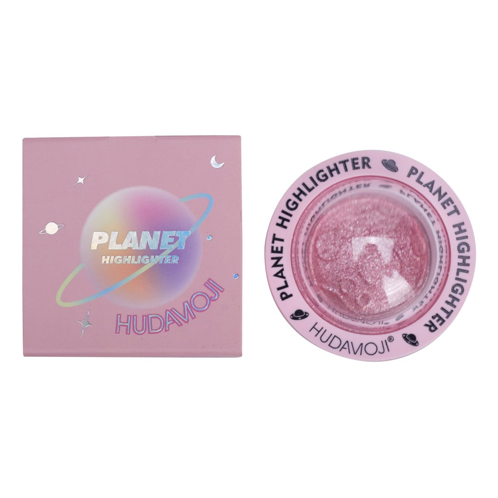 HUDAMOJI Planet Highlighter Collection, 4 Shimmering Shades, Cream Formula (pink, 5g)