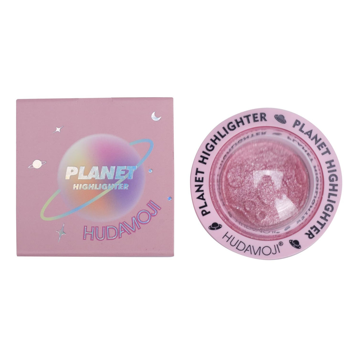 HUDAMOJI Planet Highlighter Collection, 4 Shimmering Shades, Cream Formula (pink, 5g)