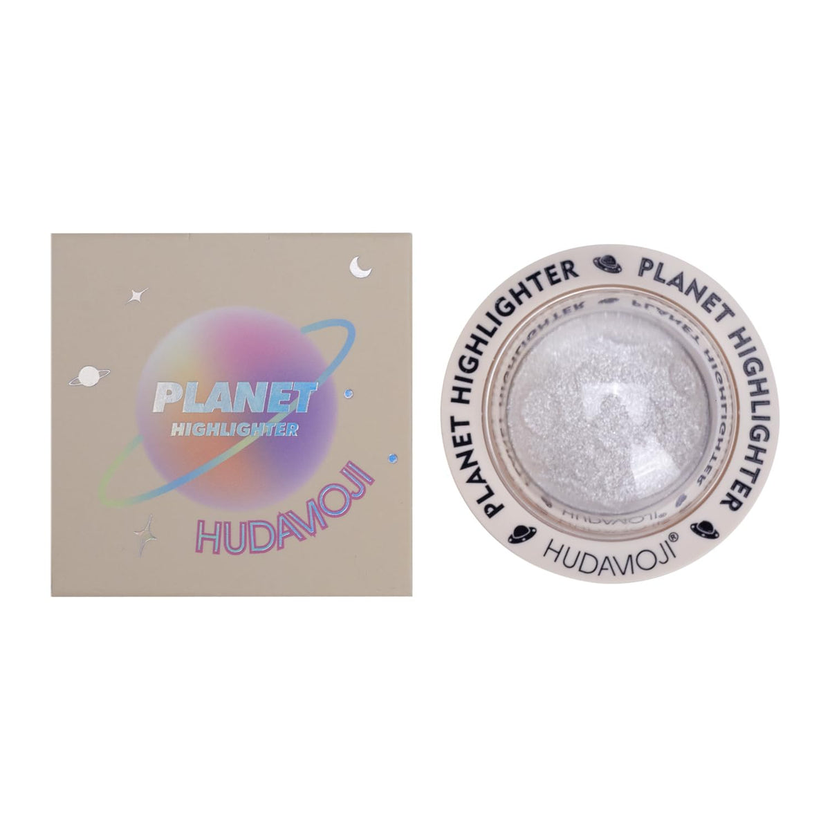 HUDAMOJI Planet Highlighter Collection, 4 Shimmering Shades, Cream Formula (white, 5g)