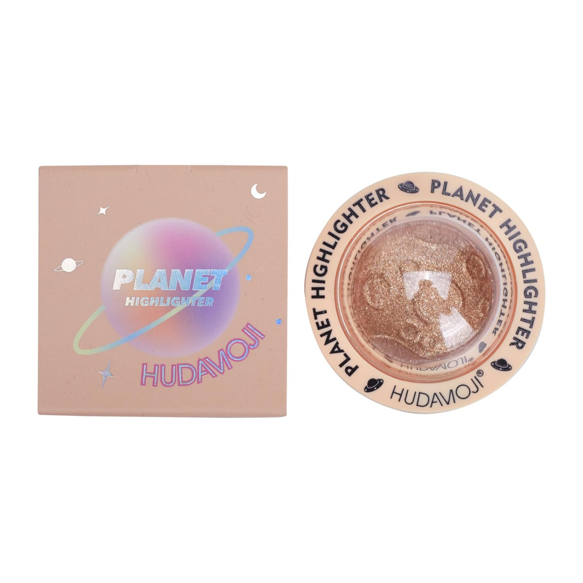 HUDAMOJI Planet Highlighter Collection, 4 Shimmering Shades, Cream Formula (gold, 5g)