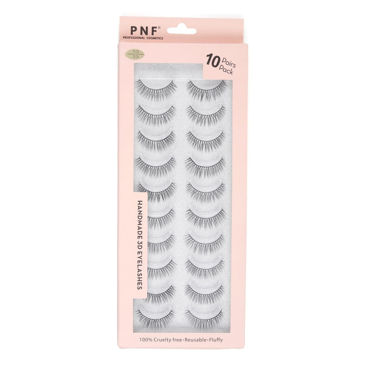 PNF PROFESSIONAL False Eyelashes | Natural & Soft - Reusable | Handmade 3D Eyelashes | Pack 10 Pairs of 1 box (33)