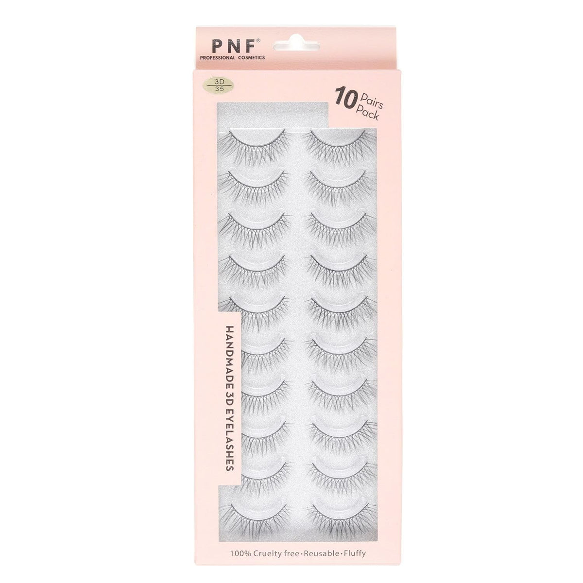 PNF PROFESSIONAL False Eyelashes | Natural & Soft - Reusable | Handmade 3D Eyelashes | Pack 10 Pairs of 1 box (36)