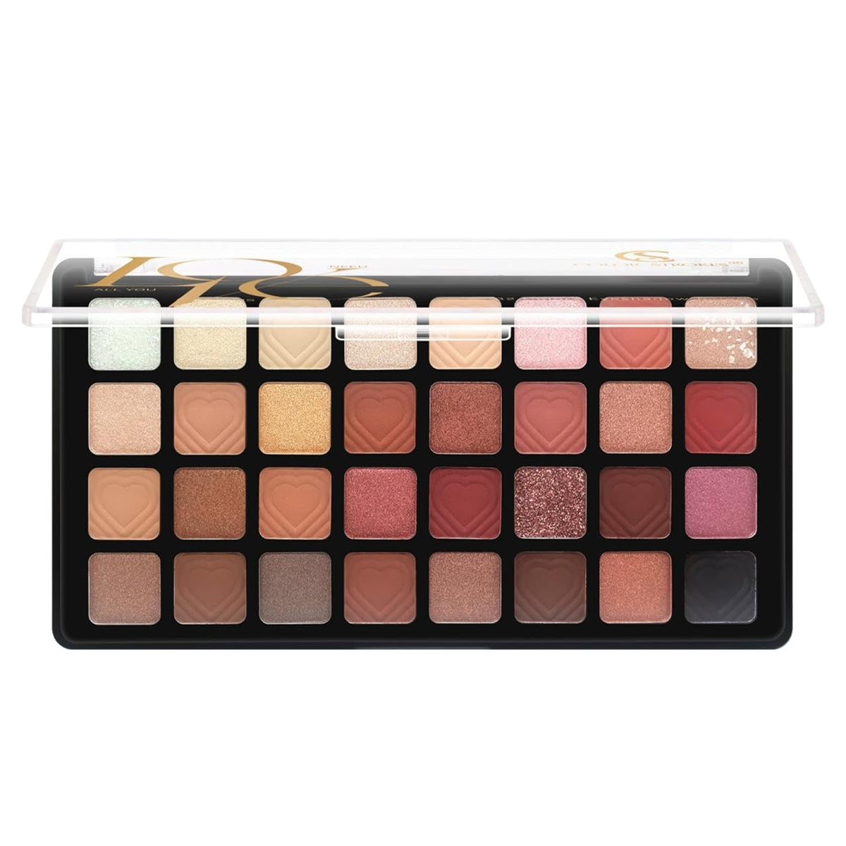 MY COLORS Strokes All You Need IS Love 32 Shades Eyeshadow Palette, Highly Pigmented and Blendable, Multicolor, Matte and Shimmer Finish, Pressed Powder, 32g