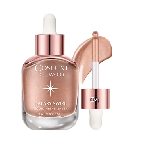 COSLUXE O TWO O Liquid Highlighter Galaxy Swirl, Dewy & Shimmer Finish, Long-Lasting Glow, Lightweight Face Illuminator, Buildable Shimmer Finish, 15ml (04 - Champagne)