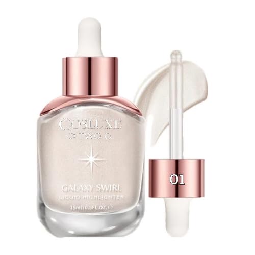 COSLUXE O TWO O Liquid Highlighter Galaxy Swirl, Dewy & Shimmer Finish, Long-Lasting Glow, Lightweight Face Illuminator, Buildable Shimmer Finish, 15ml (01 - Pearl)