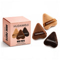 HUDAMOJI Mini Powder Puffs for Makeup, Soft Plush Fabric Triangle Powder Puff Trio for Loose Powder, Compact Powder & Setting Powder, Washable & Reusable, 3 Shades, Pack of 3