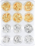 NAILWIND Foil Flakes for Resin Art Foil Nail Art Set 12 Pack, Gold and Silver